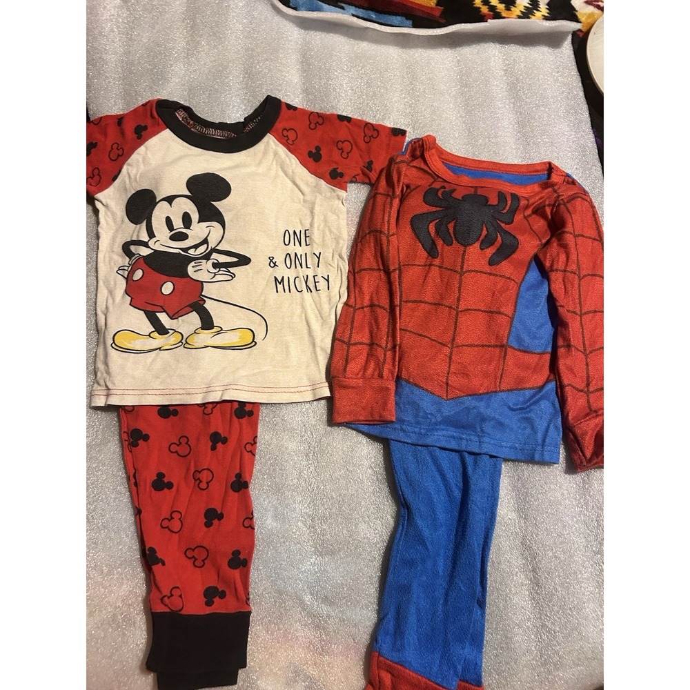 Lot of 2 Boys Pajama Sets Size 4T Spider-Man Spidey Mickey Mouse Disney Marvel